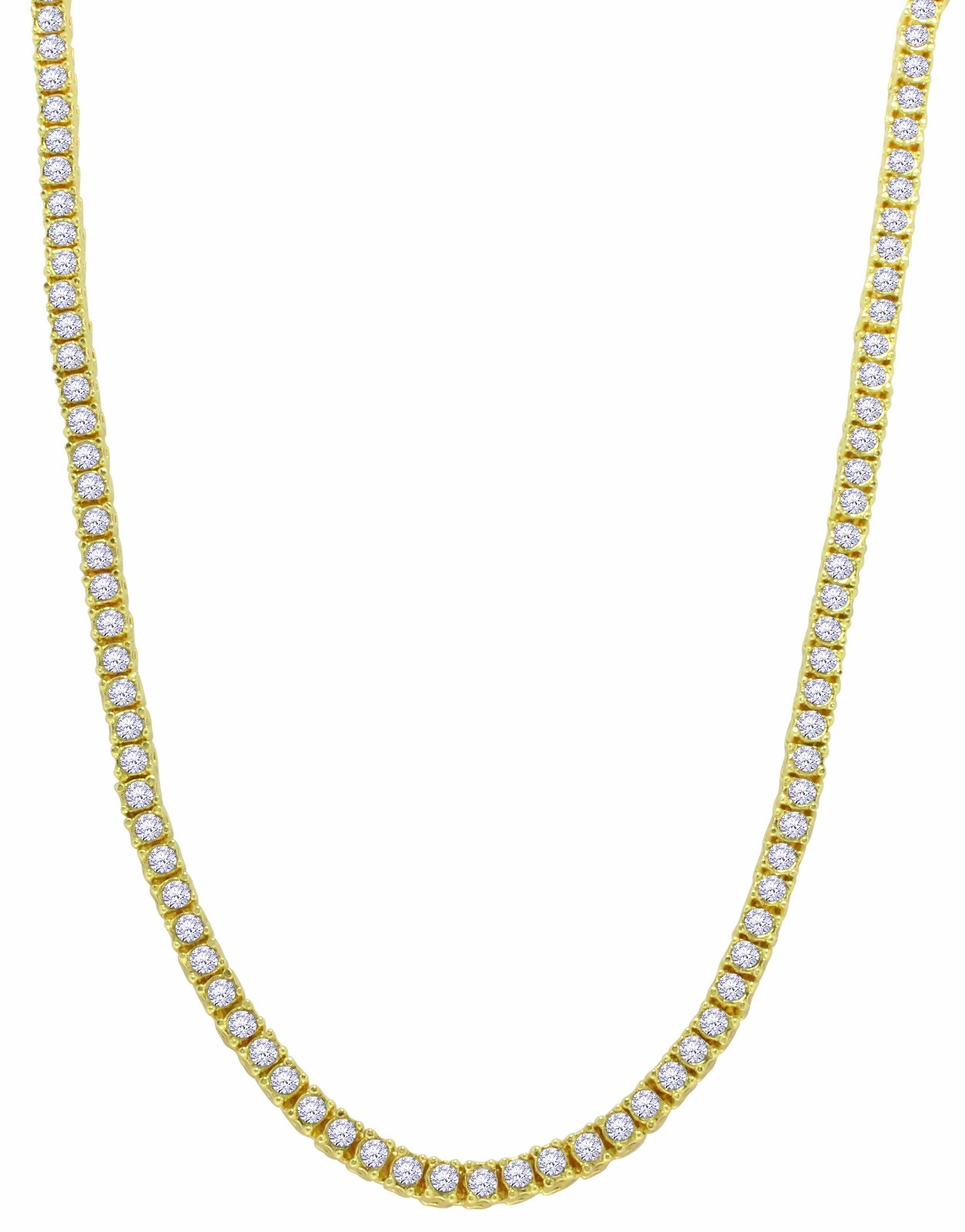 1 Row Tennis Necklace 14k Gold Plated Choker Cubic Zirconia Chain 3.8 – 5.5mm