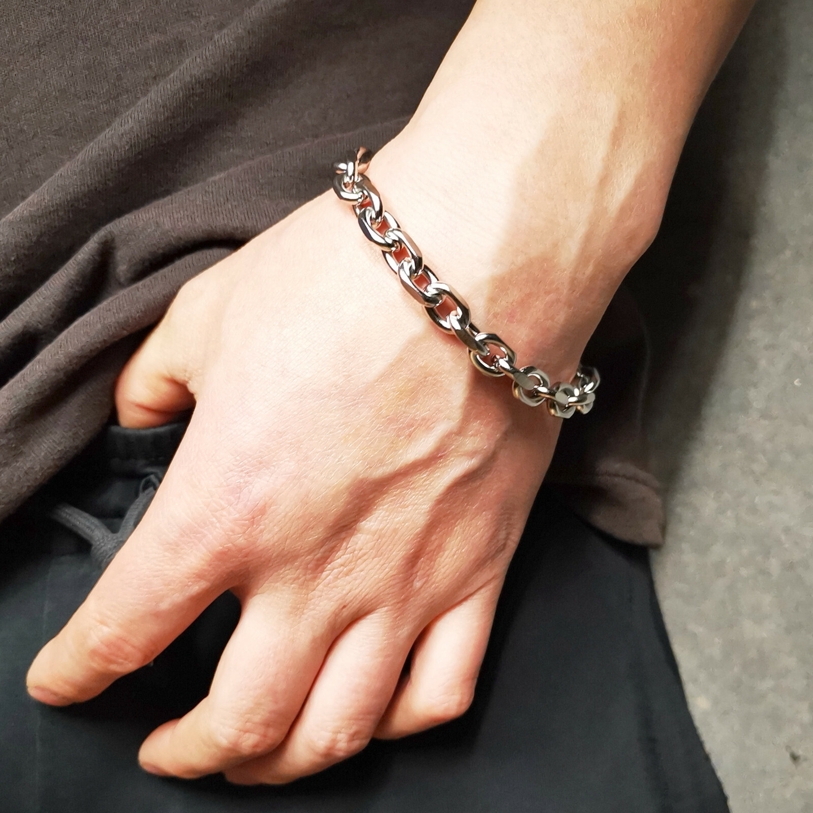 8mm Men’s Women bracelet / Anklets / necklace S.steel rollo polyhedral chain