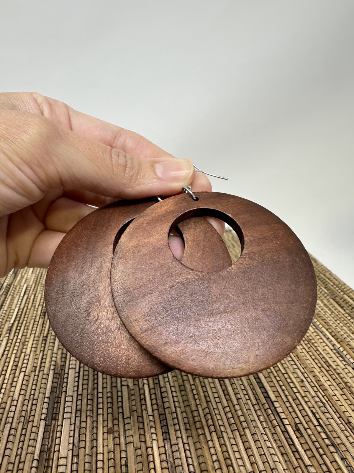 Brown Earrings Wood Earrings Hoop Wooden Earrings Bohemian Earrings Vintage