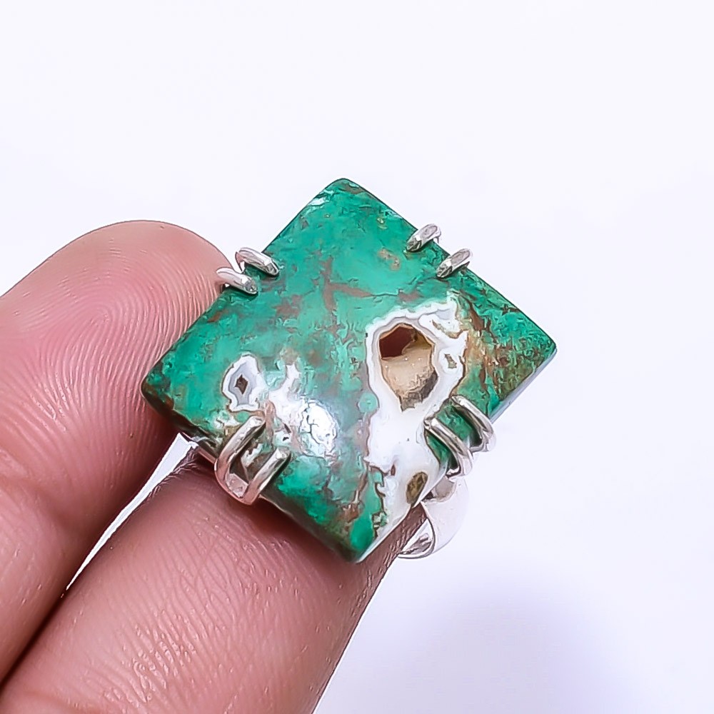 Cuprite Chrysocolla -Africa 925 Sterling Silver Ring s.7 R22, Christmas Gift