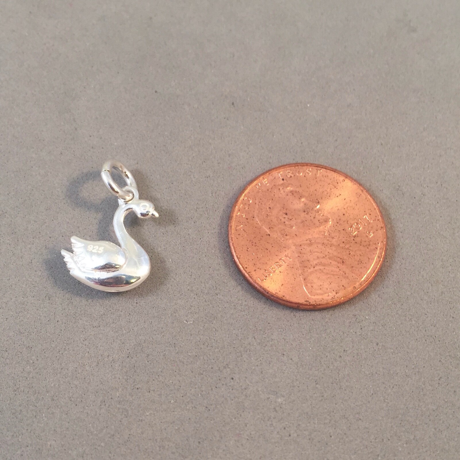 .925 Sterling Silver Small 3-D SWAN CHARM Pendant Bird NEW 925 BI39