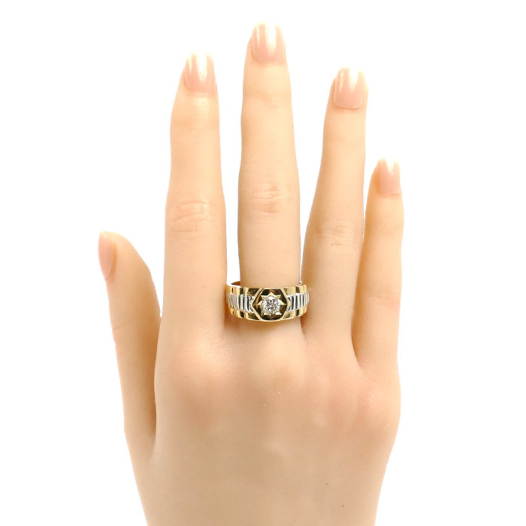 K18YG Yellow Gold Pt900 Platinum Ring & Diamond 0.44ct Size 20 12.0g Used KOER-0