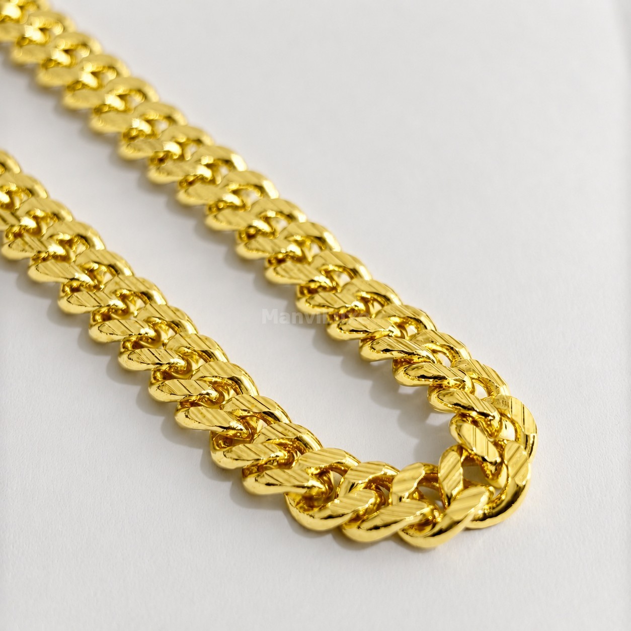 20″Premium Gold Filled Heavy Cuban Curb Chain | Textured Diamond Cut Necklace