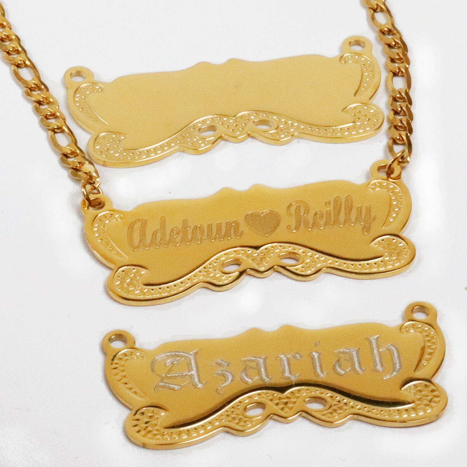 Personalized 14K Gold Plated Any Name Plate Script Chain Necklace 14 Styles