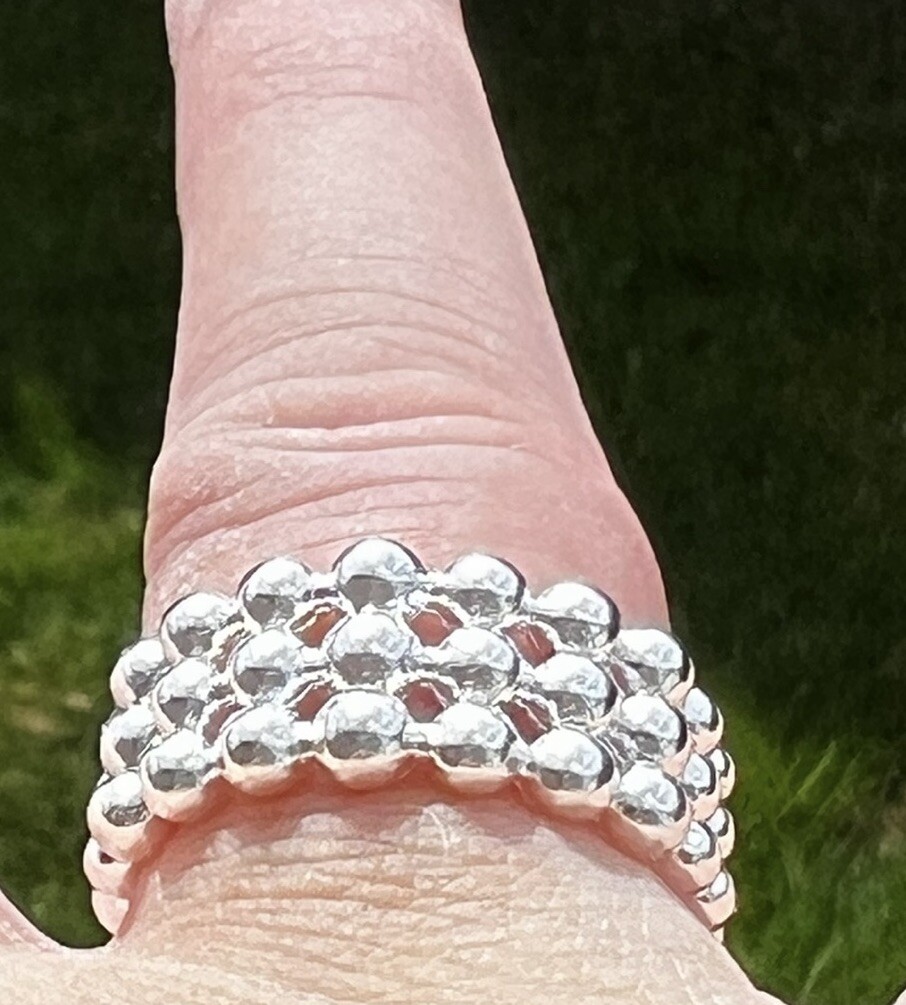 3 Tier Bubble Ball Ring Open Size No Silver Stamp? Selling As Costume Jewellery!
