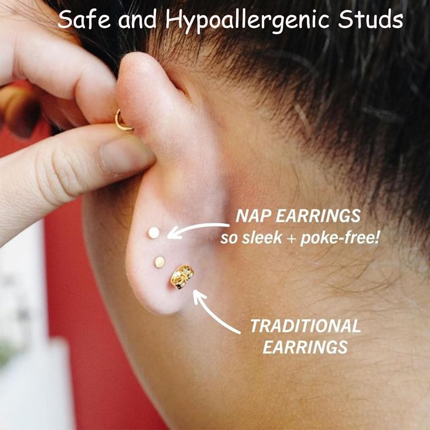 2 Pairs Gold Flat Back Earrings, 14k Screw Back Earrings Gold Cartilage Gold …