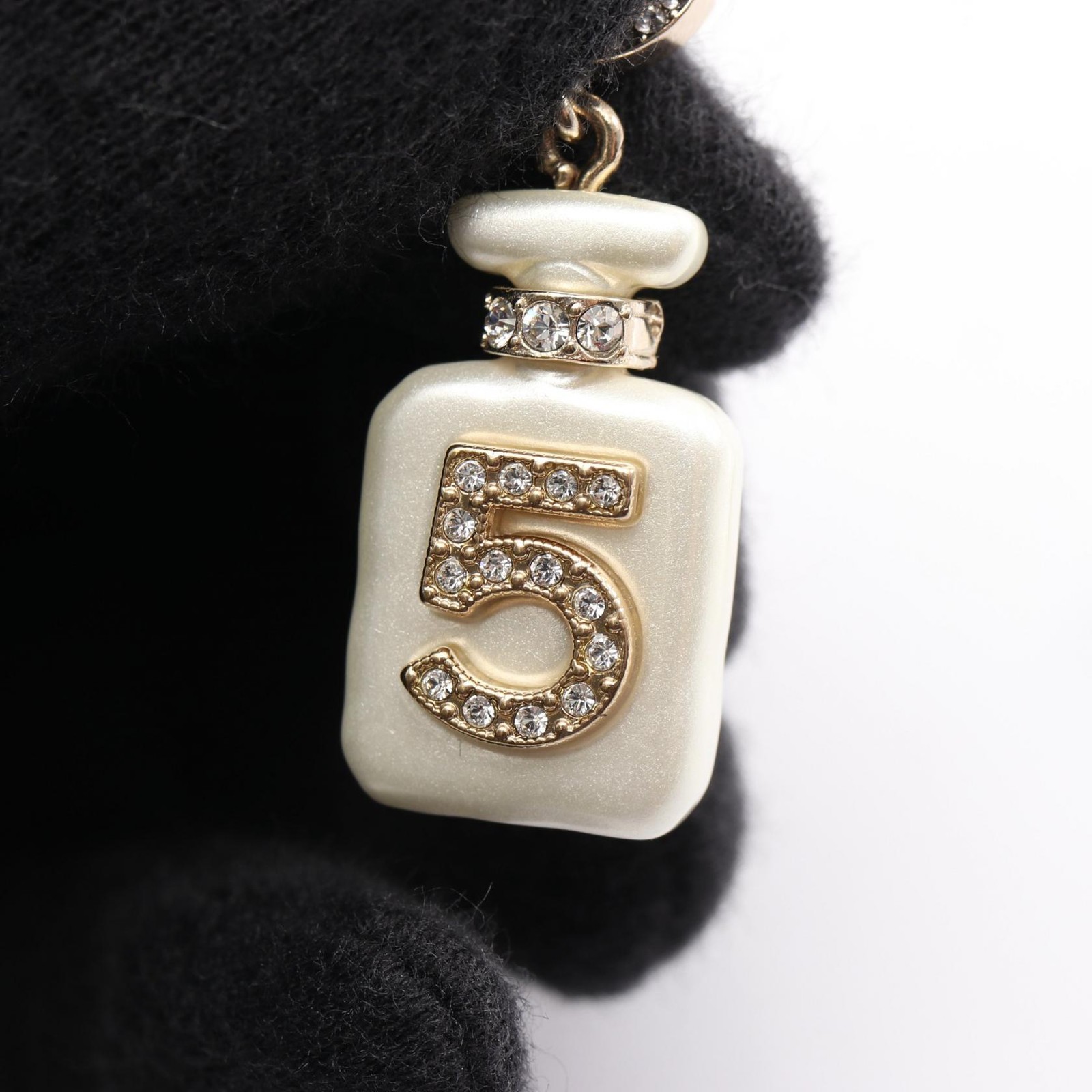 CHANEL COCO Mark No.5 Perfume Bottle Pierced earrings Gold Plated Rhinestone CC