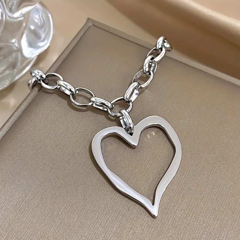 Gold Heart Pendant Necklace Stainless Steel Chain Gift for Women