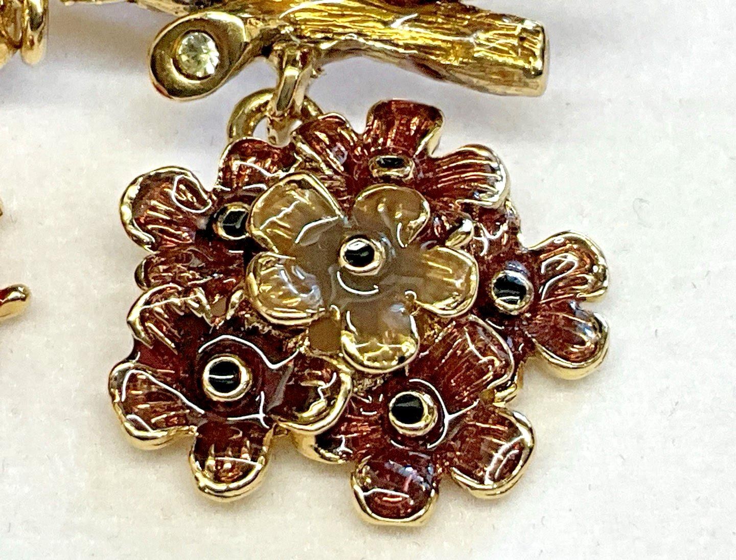 Broch Pin St John Enamel Sunflower Dragonfly Ladybug Rose Branch Charm