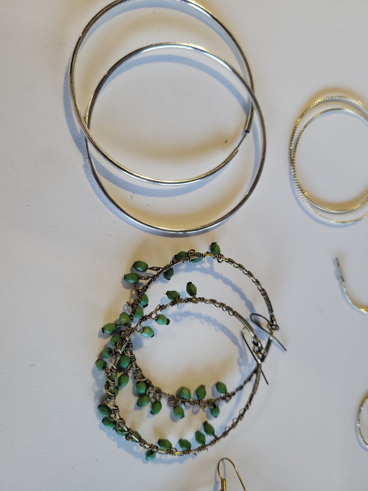 8 Pair Mixed Lot Silver/Gold Tone Hoop & Dangle/Drop Earrings Hook Closure Metal