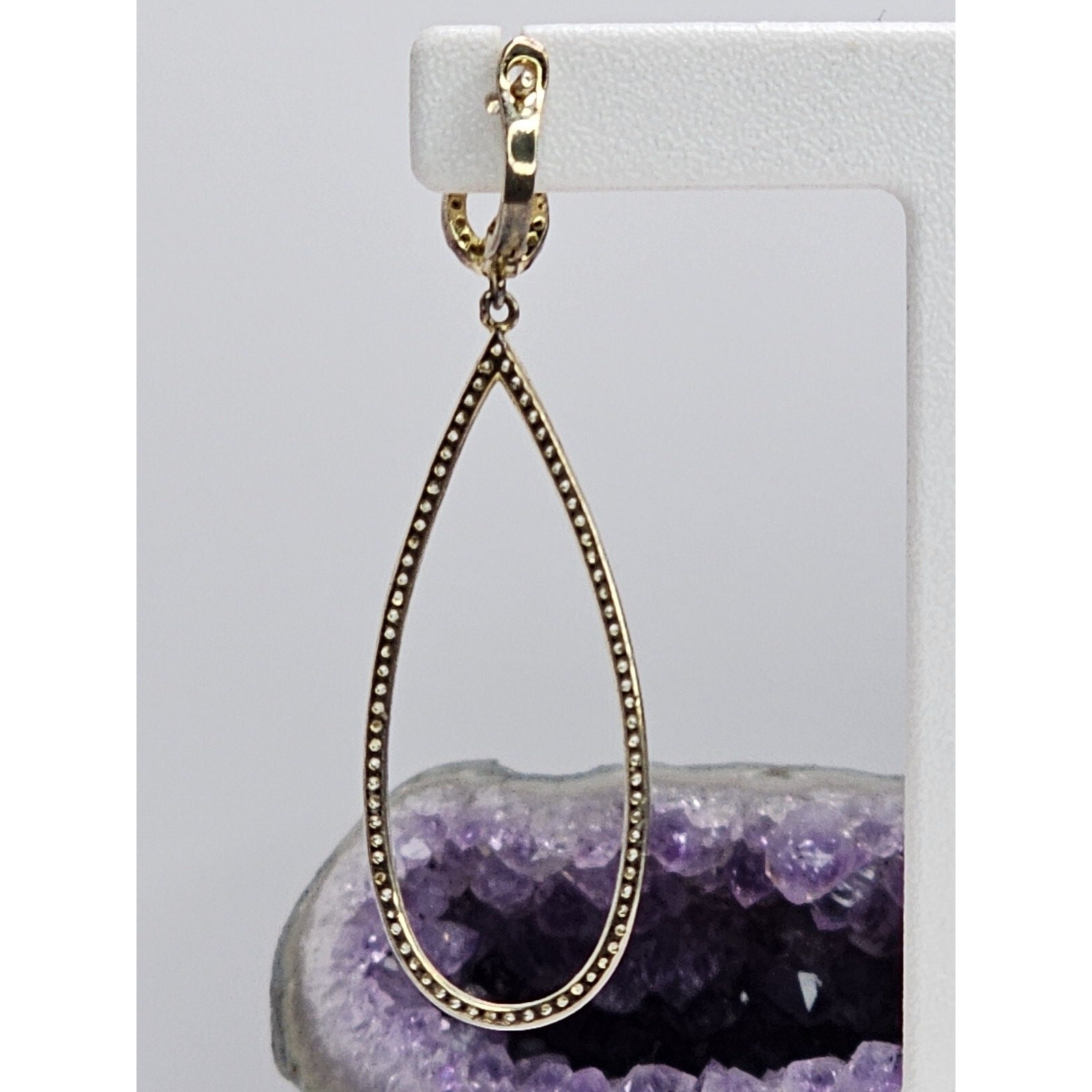 925 Sterling Silver – Gold Plated – CZ Double Halo Drop Earrings [Plating Wear]