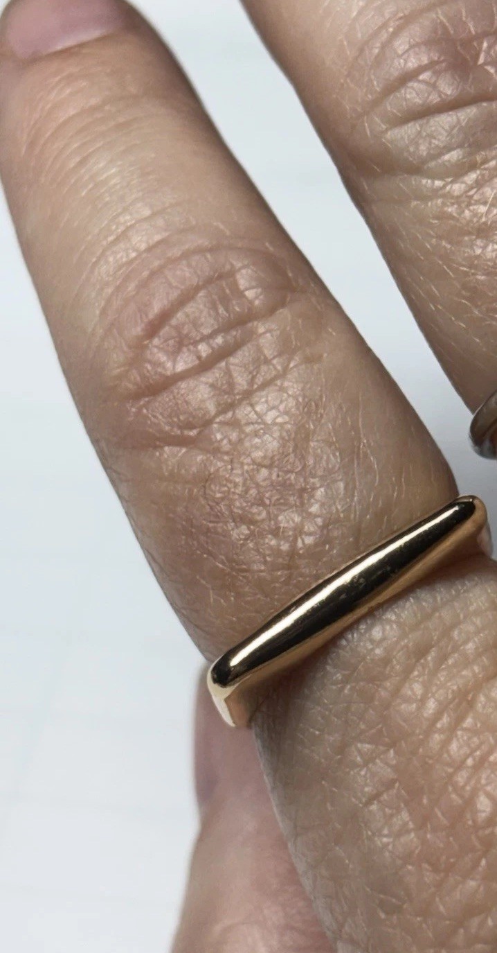 Gold Tone Flat Top Bar Signet Ring, Band Unisex Adult , Stacking, Size 8