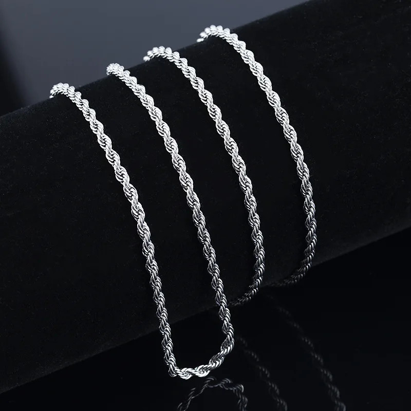 Hot 16-30INCHES 925 Sterling Silver 2MM Twist Rope Necklace for woman fashion de