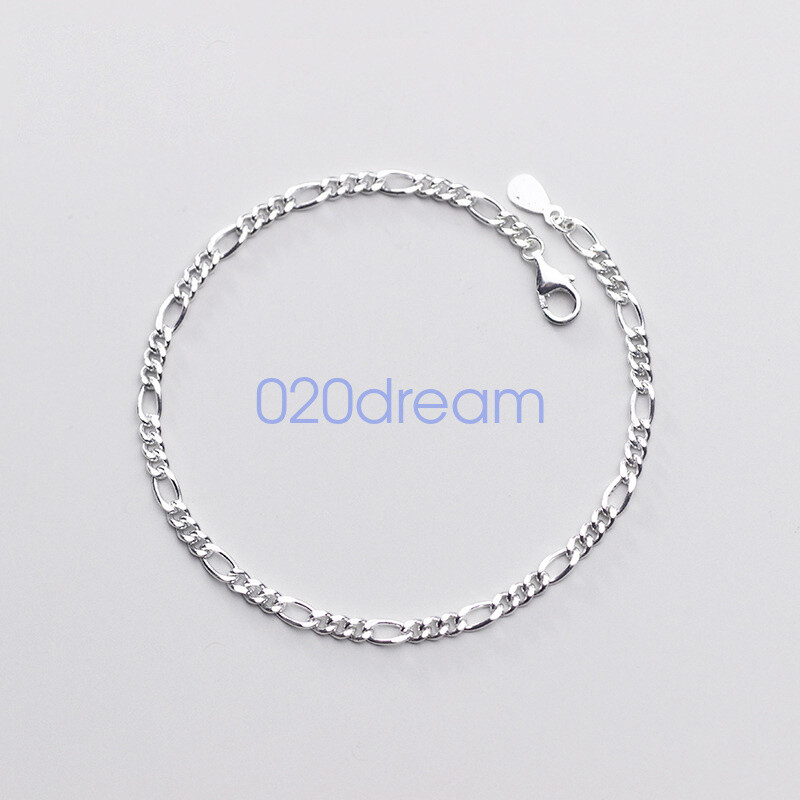 Real 925 Sterling Silver Necklace 1.5-3mm Figaro Chain 7-30″ Lobster Clasp Stamp