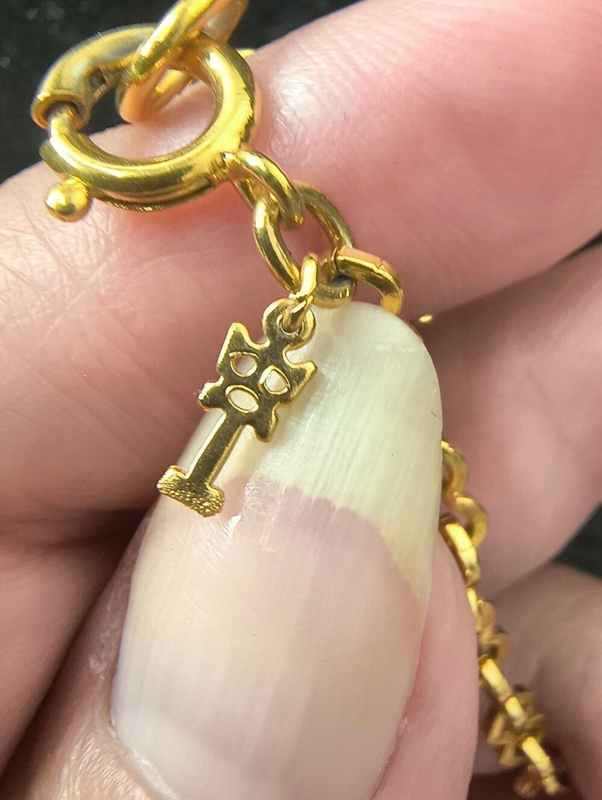 Vintage Crown Trifari Gold Tone Opera Length Necklace Heavy Scroll Link Chain