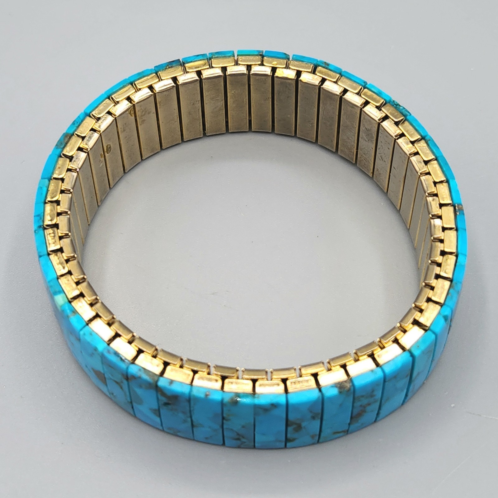 Vintage Turquoise Slab Expansion Stretch Bracelet 6.75″