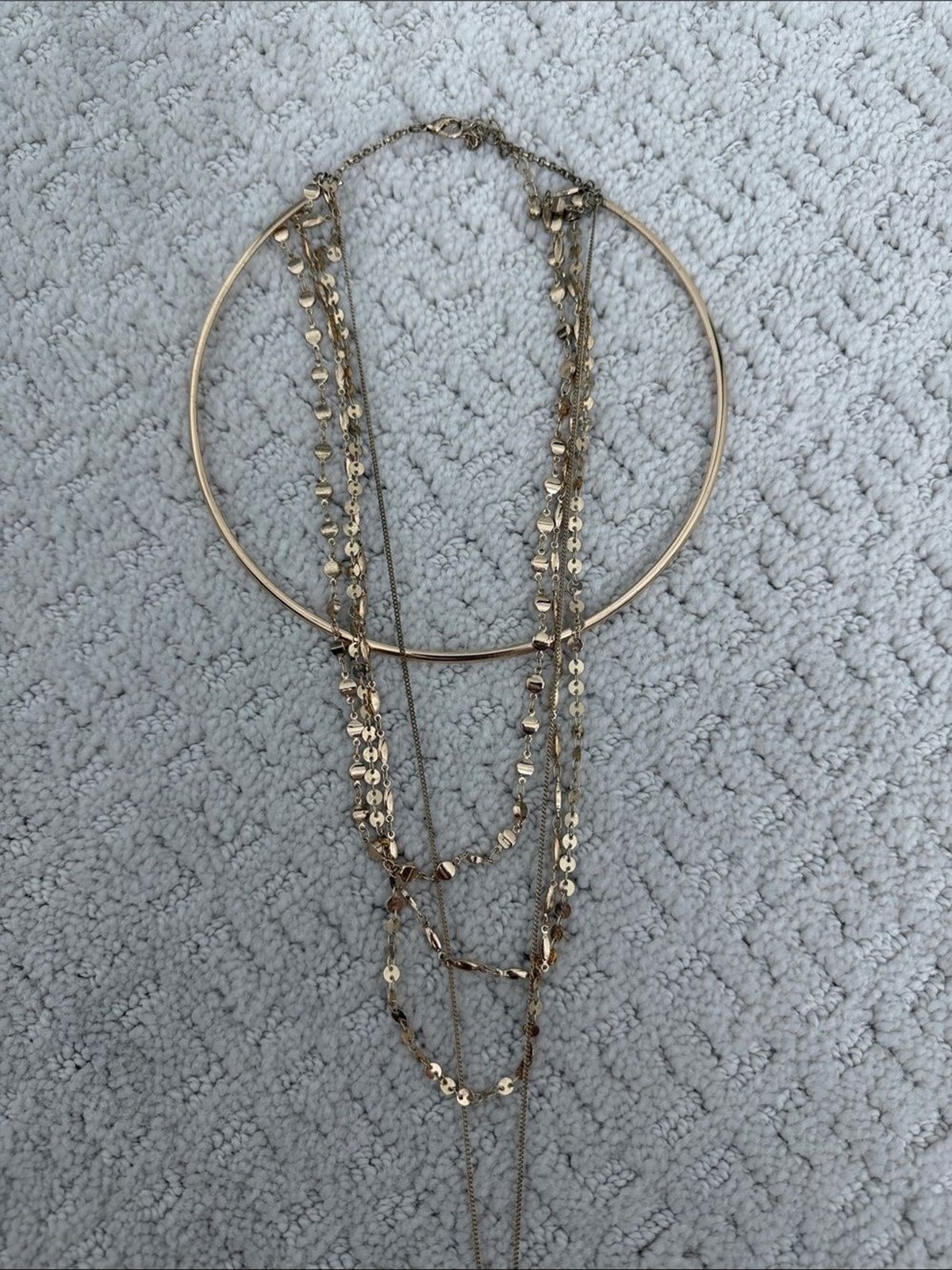 Layered Gold-Tone Tassel Y Necklace