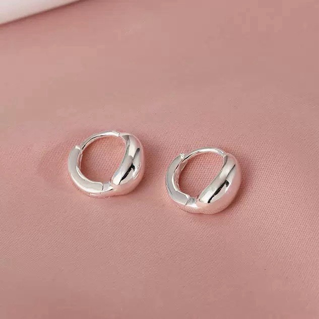 10mm 925 Silver Chunky Huggie Hoop Earrings Small Thick Silver Hoop Earrings 407