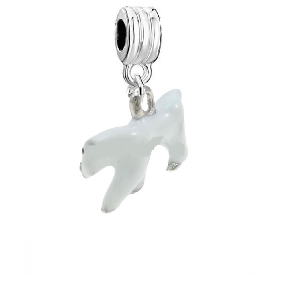 SEXY SPARKLES White Polar Bear Bead for European Snake Chain Charm Bracelet