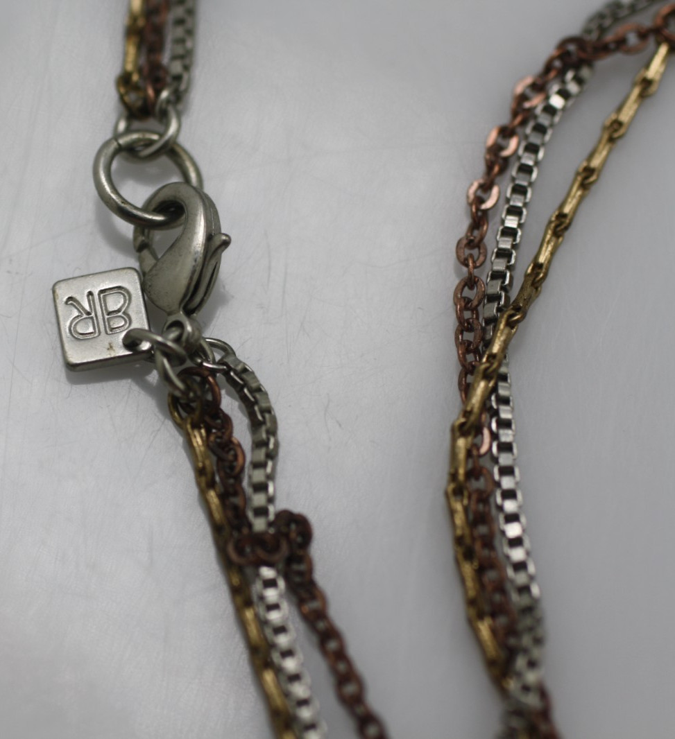 Banana Republic whit cultured Freshwater Pearl knotted multi tone chain Necklace