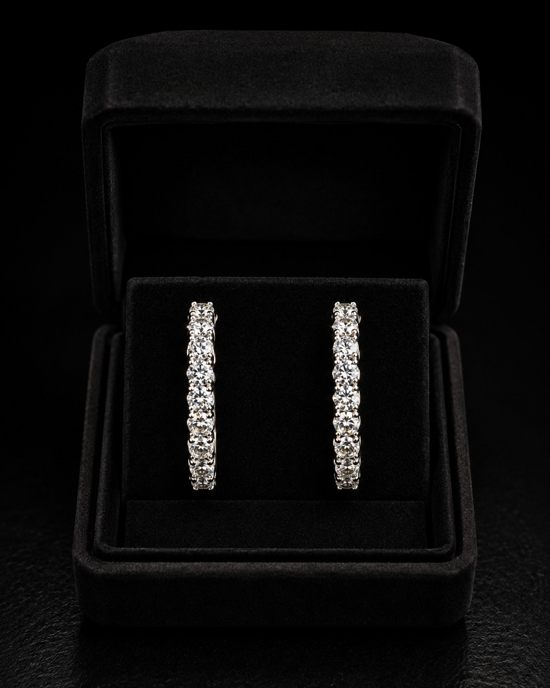 925 Sterling Silver Diamond Hoop Earrings White Gold Plated CZ Huggie Hoops