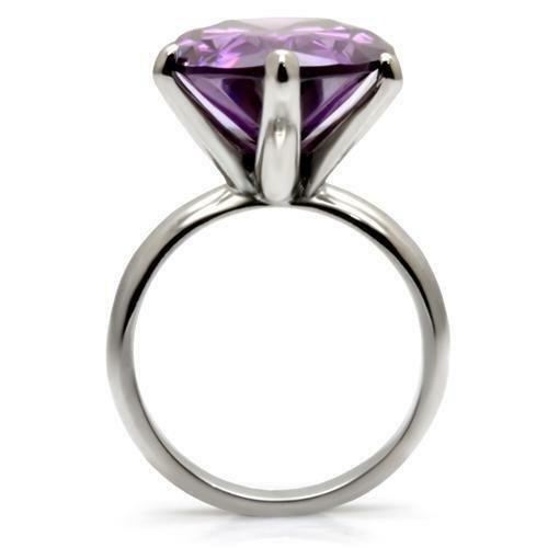 TK045 – High polished (no plating) Stainless Steel Ring with AAA Grade CZ in