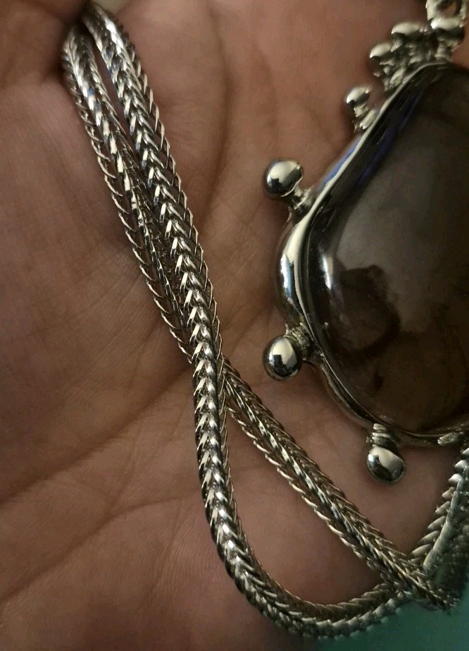 Resin Made Stone Pendant Necklace Long Chain