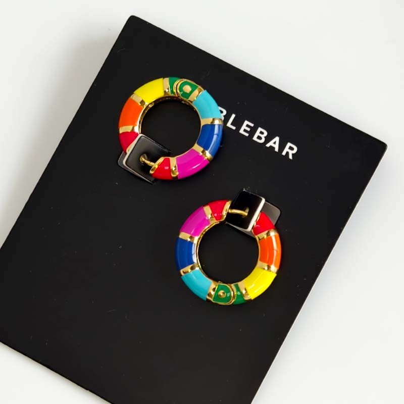 New 25mm Baublebar Enamel Hoop Earrings Gift Chic Women Party Vacation Jewelry