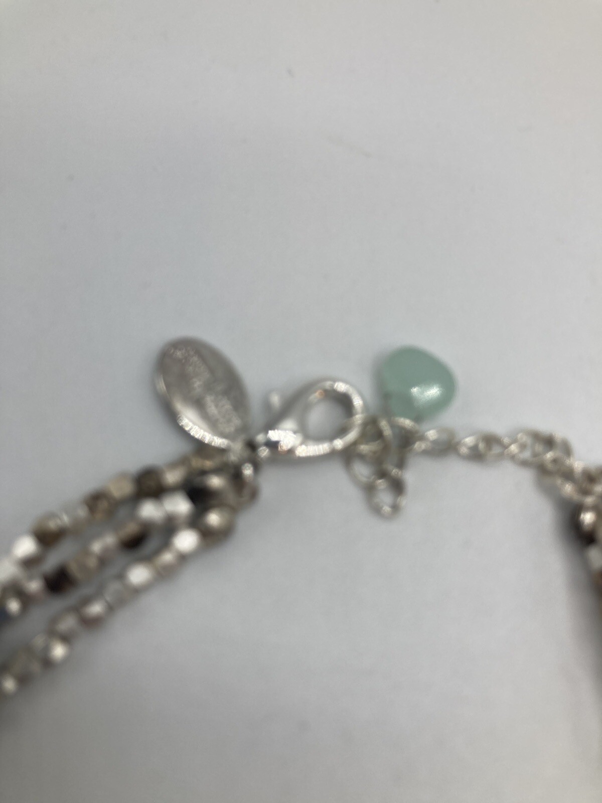 White House Black Market Silver & Ice Blue Faceted Beaded Necklace Branded