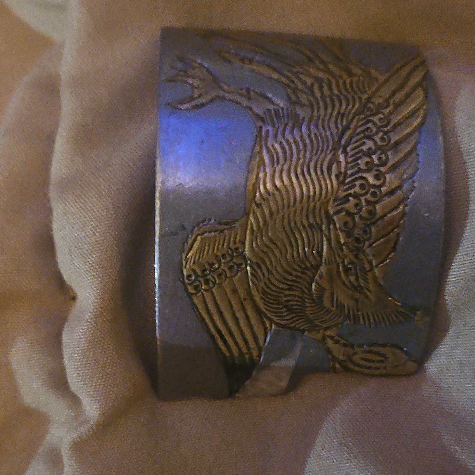 Silver Tone Wide Metal Bird Theme Cuff Bracelet No Chain No Closure No Stone