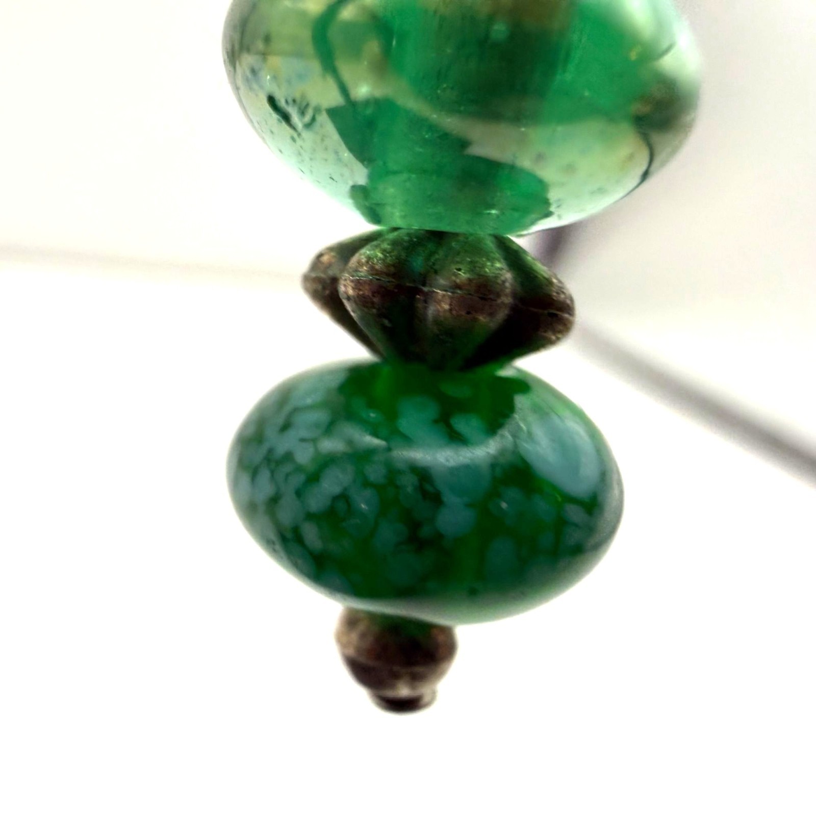 Handmade Green Glass Beaded Dangle Earrings Fashion Jewelry Boho Long Drop