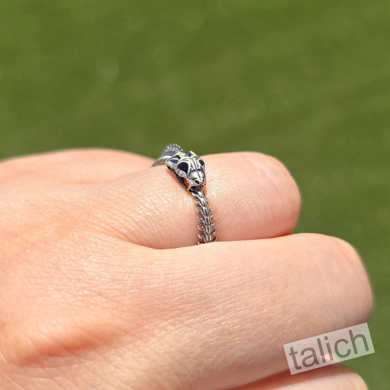 Antique 925 Sterling Silver Ouroboros Infinity Snake Bone Ring Adjustable Unique