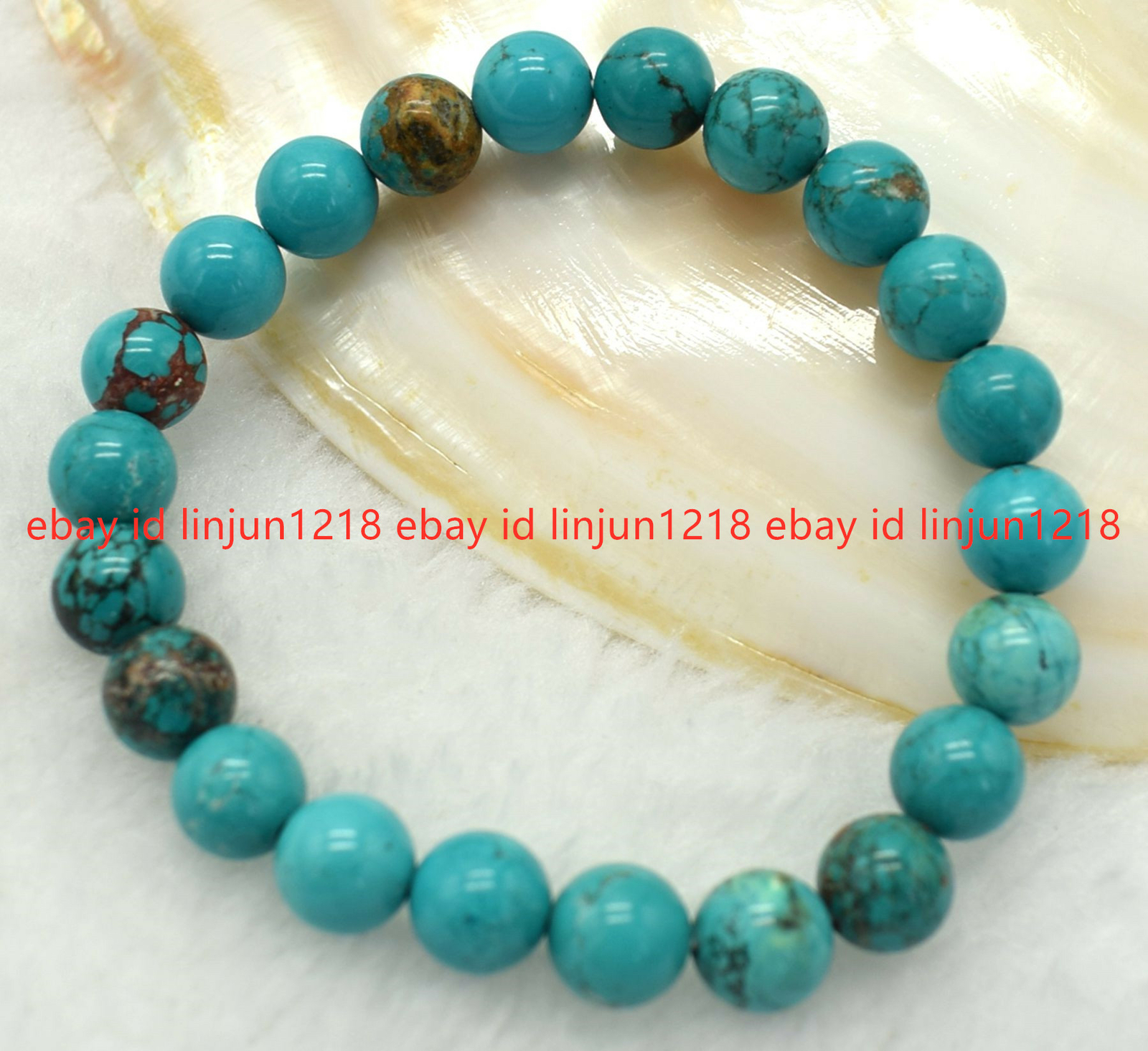 Natural 8/10/12mm Blue Turquoise Gemstone Beads Bracleet 7.5″