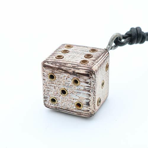 Medieval Wooden Dice Necklace Pendant Viking Cord Jewelry Casino Lover Luck Gift