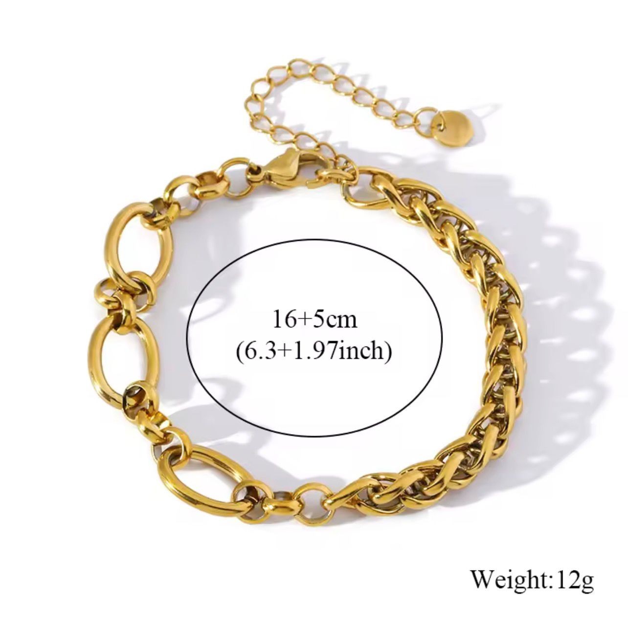 Chunky Chain Bracelet Women Adjustable Gold Tone Elegant Everyday Jewelry