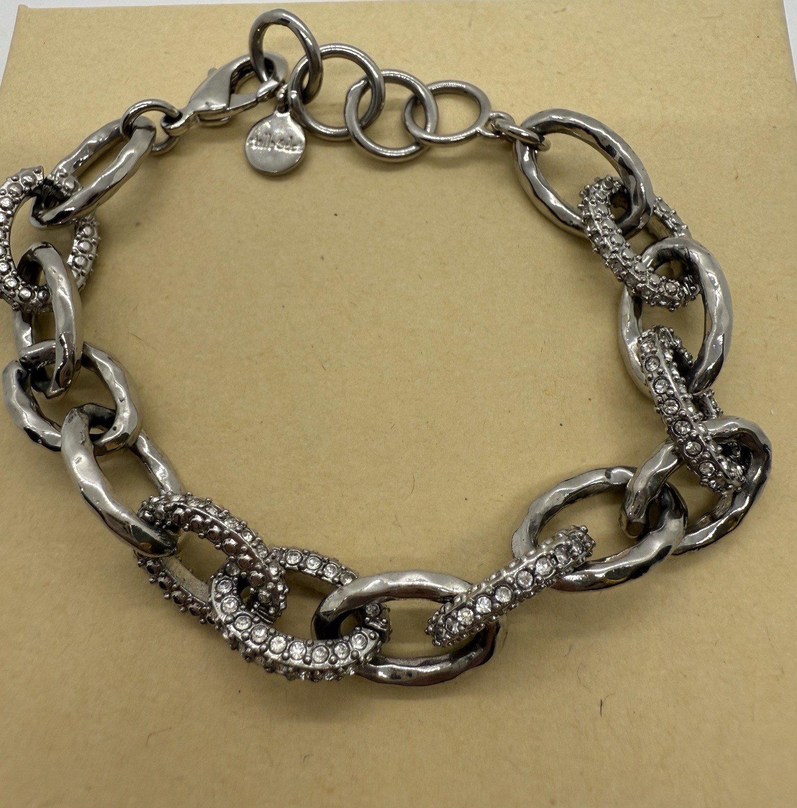 Stella & Dot Christina Bracelet Pave Rhinestone Silver Tone Link 7-8 Inch