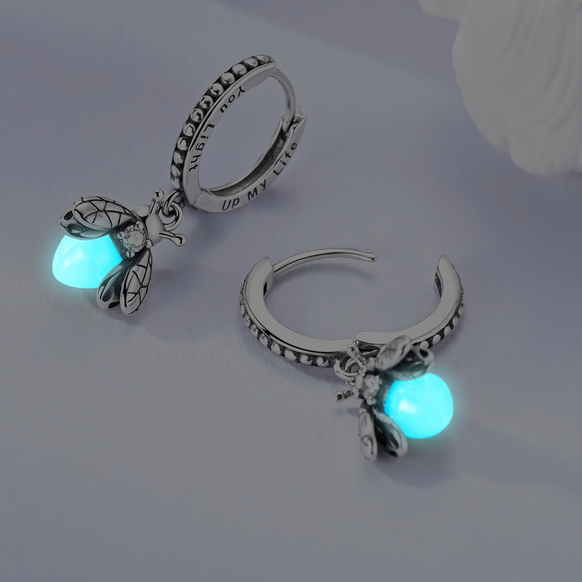 MULA 925 Sterling Silver Luminous Firefly Hoop Earrings AAA CZ For Women Jewelry