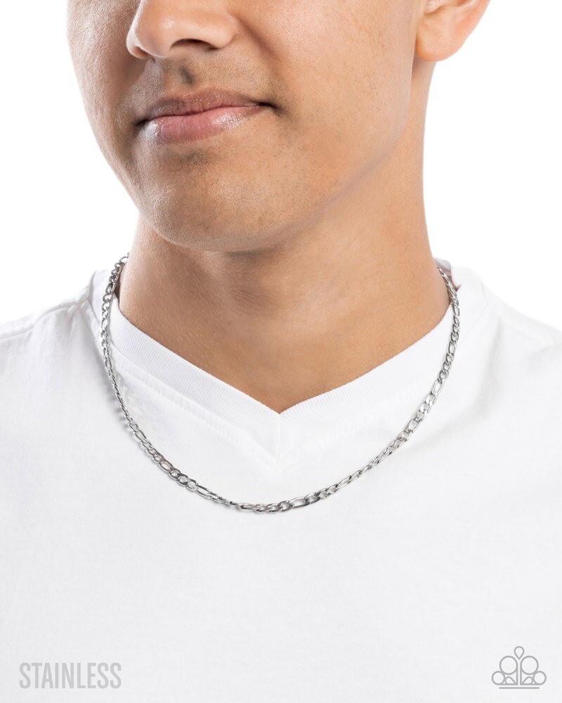 Paparazzi Capable Chain – Silver – Stainless Steel Figaro Chain – Unisex Necklac