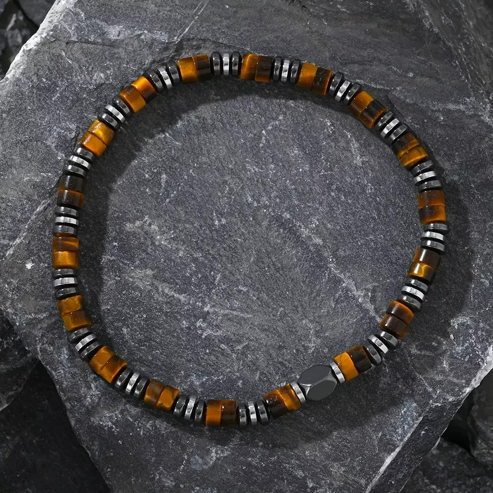 Tiger Eye Hematite Beads Healing Protection Strength Gemstone Men’s Bracelet New