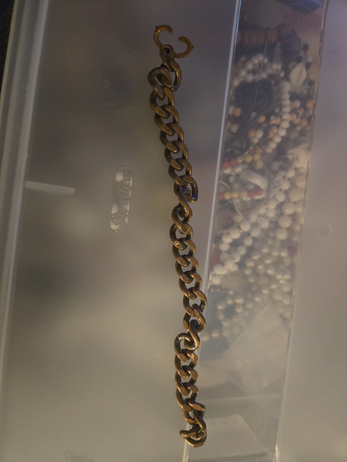 Vintage Solid Copper Curb Link Bracelet Chunky Chain Bracelet Patina
