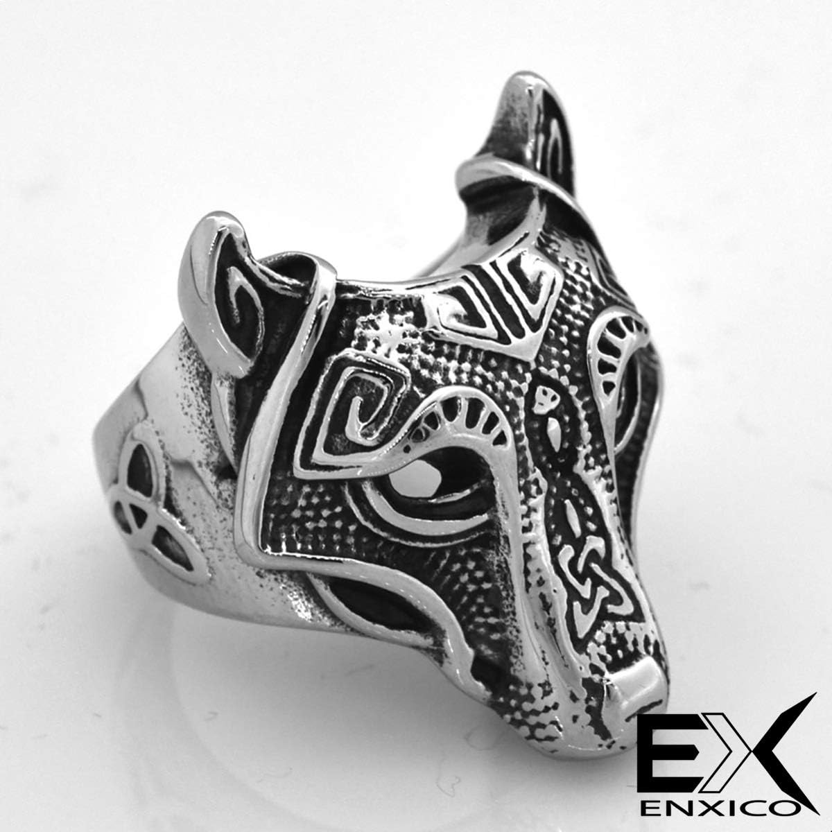 3pc Fenrir Wolf Head Ring 316L Stainless Steel Norse Scandinavian Viking Jewelry