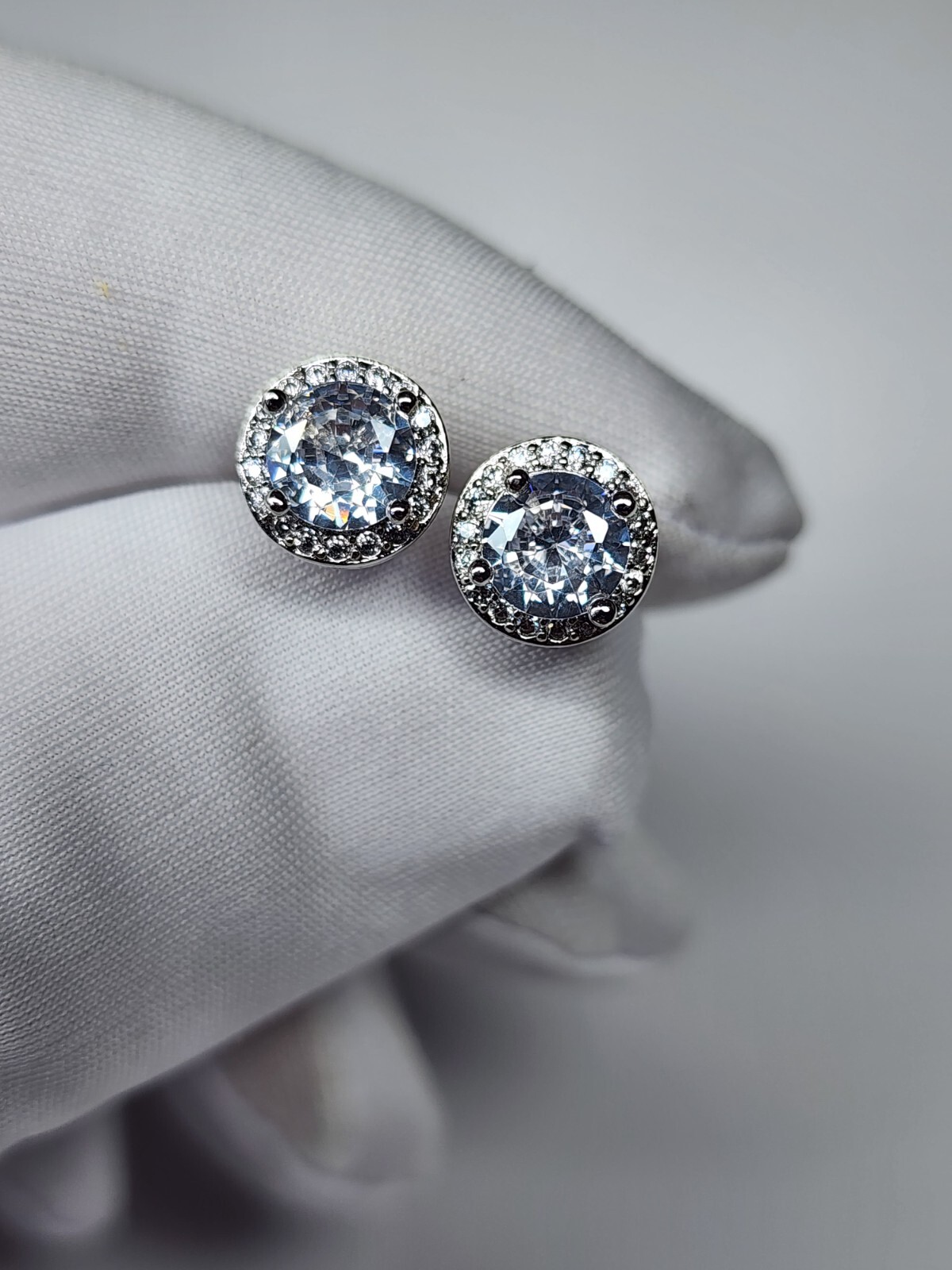 Gold Rose Silver Plated Stud Earrings With Cubic Zirconia Hip Hop Jewelry Unisex