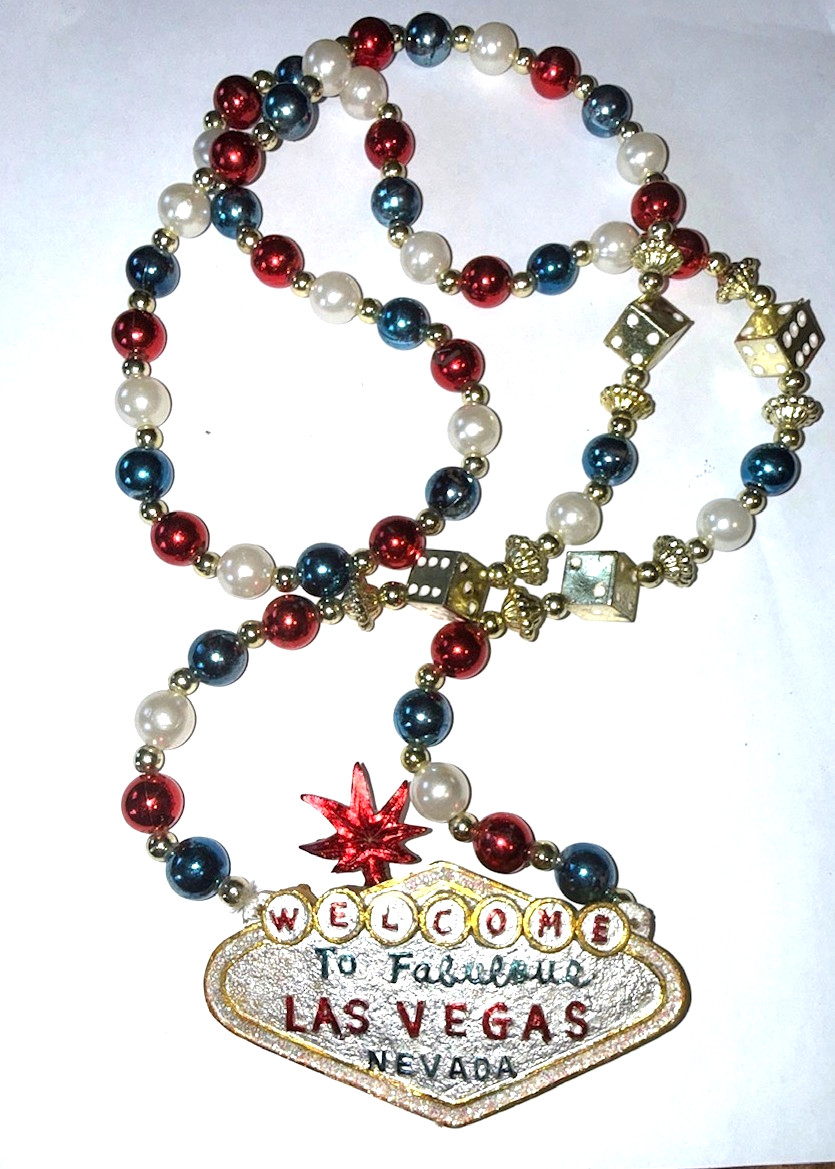 Welcome To Fabulous Las Vegas Nevada – Beaded Necklace – Dice and Colored Beads