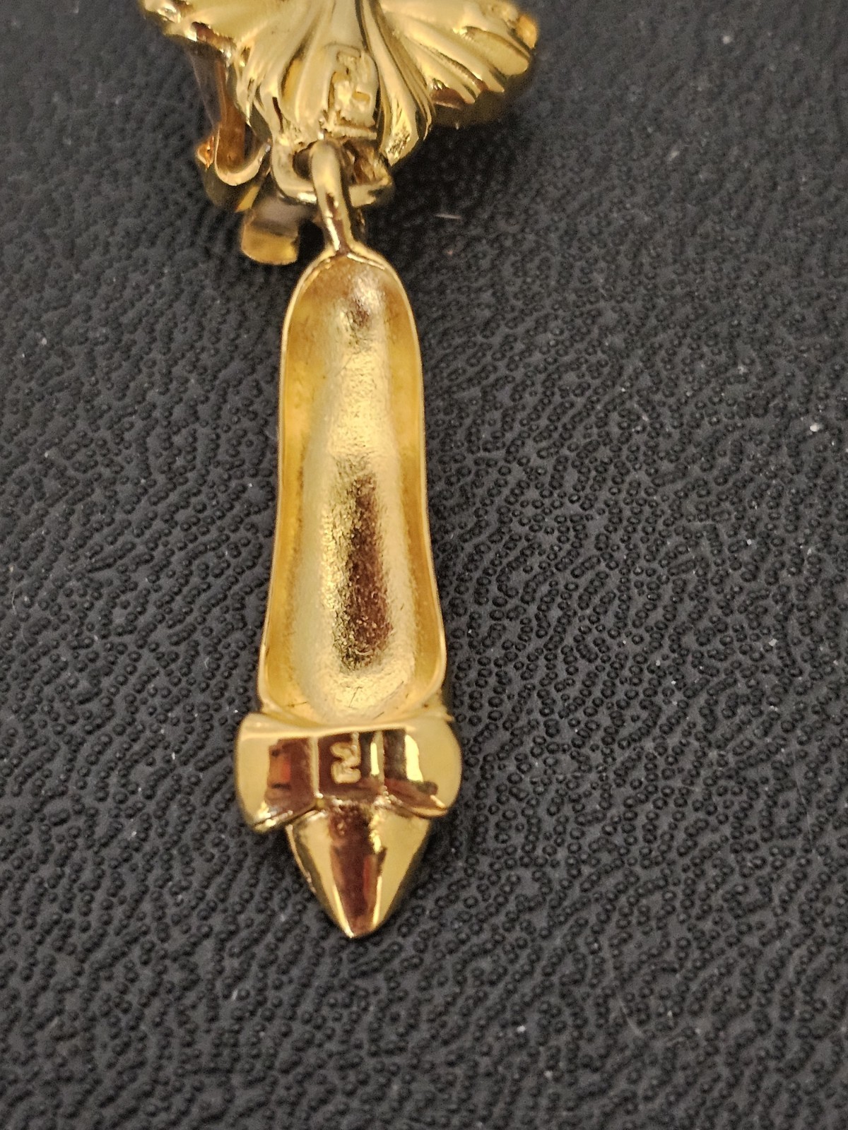 Vintage Fendi Gold Plated Shoe Earring Dangle Clip-on ONLY 1 EARRING