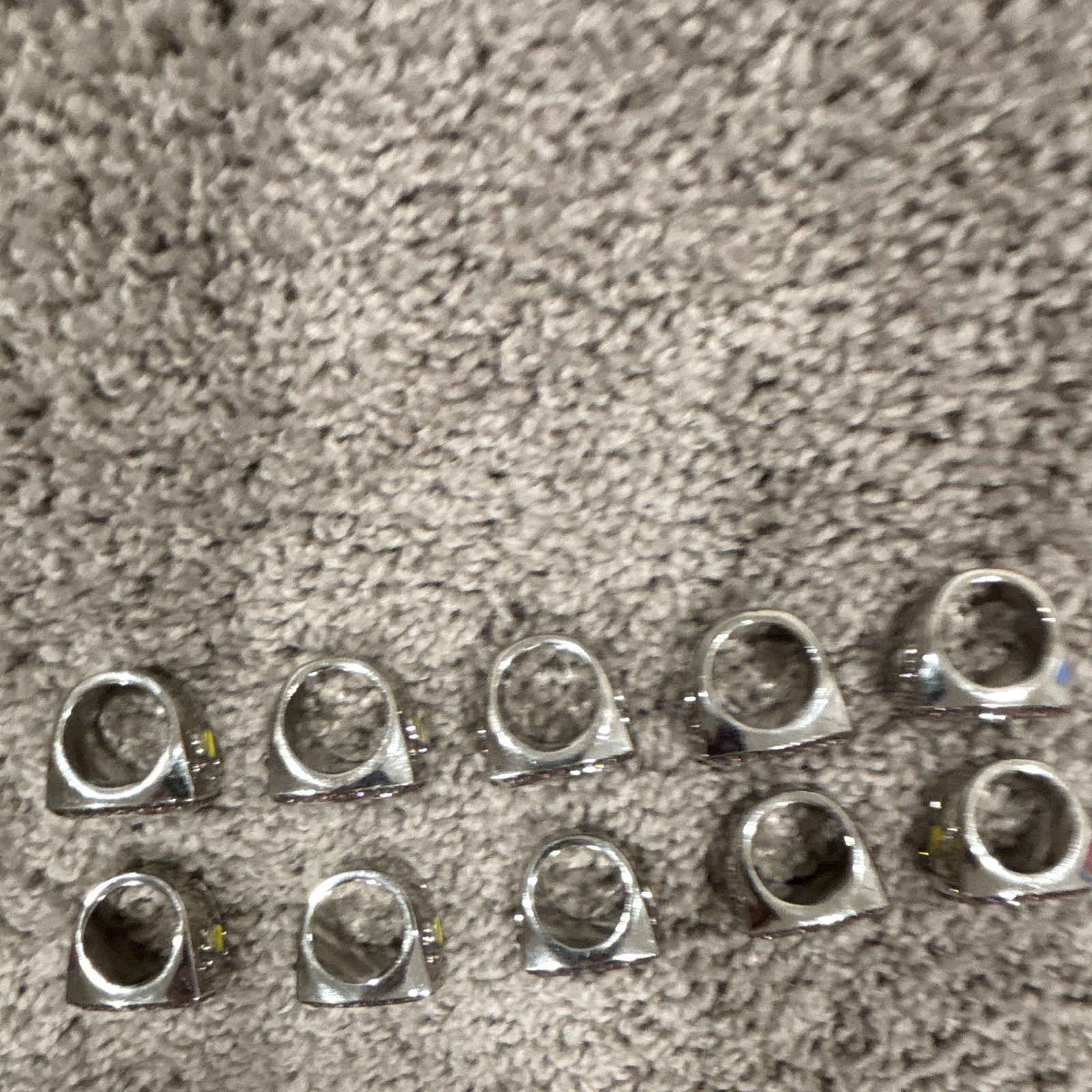 Lot Of 10 Stainless Steel Signet Rings Size Small Silver Tone Square Face