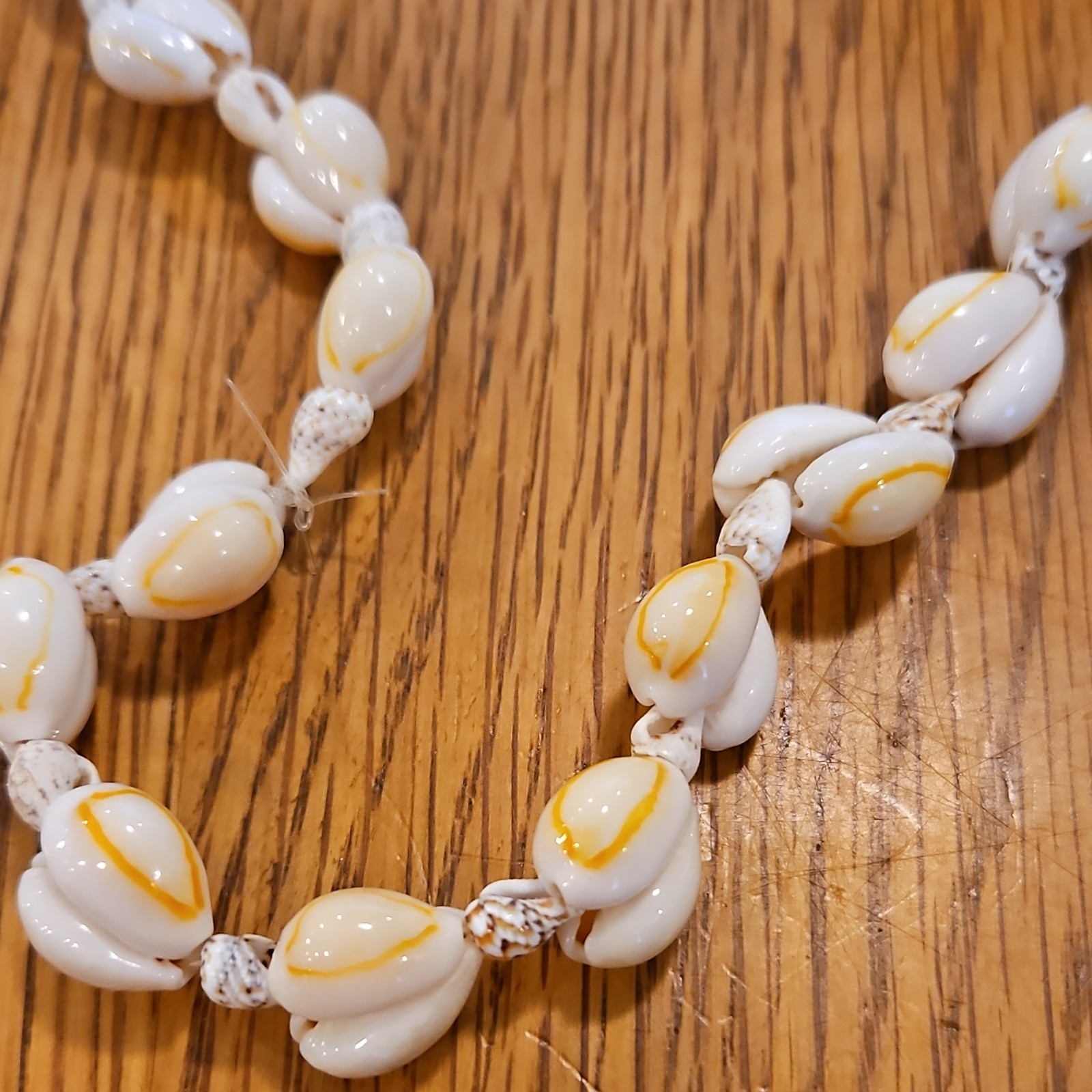White Natural Shell Nugget Beaded Strand Necklace Ball/Bead Chain No Clasp