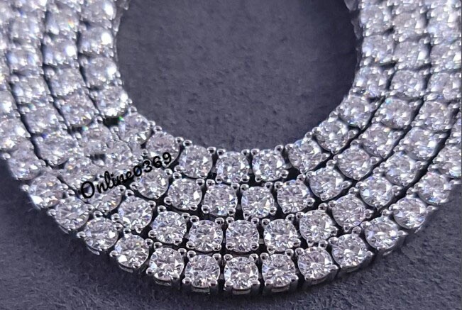 2 mm – 5 mm Men’s Tennis Link Lots Necklace Simulated Diamond Silver Free Stud