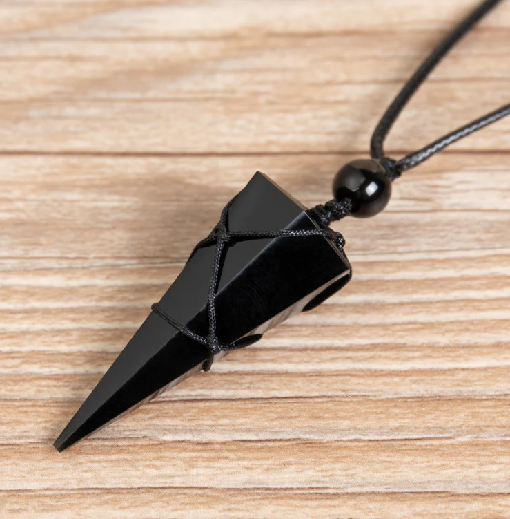 Hand-Polished Black Tourmaline Pendant High-Quality Crystal Point Spiritual Gift