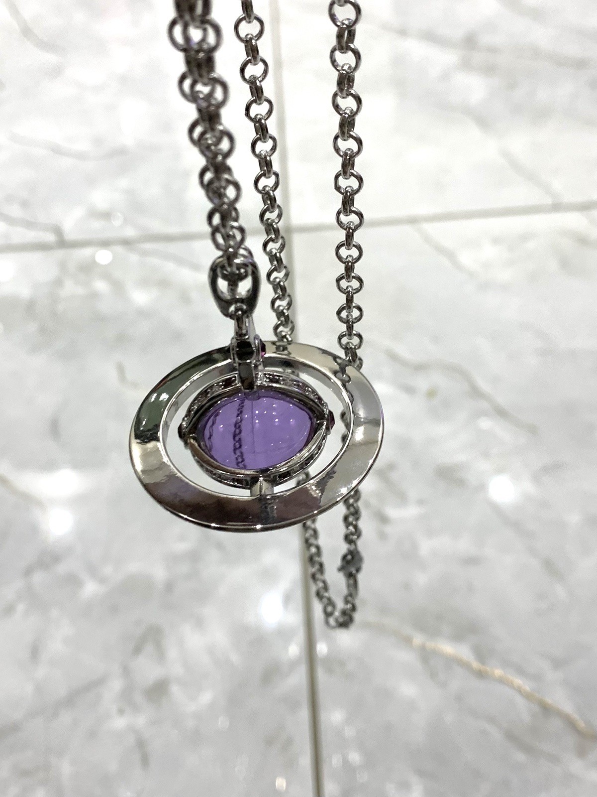 Vivienne Westwood Large Purple Orb Necklace Gunmetal Pendant MSTV