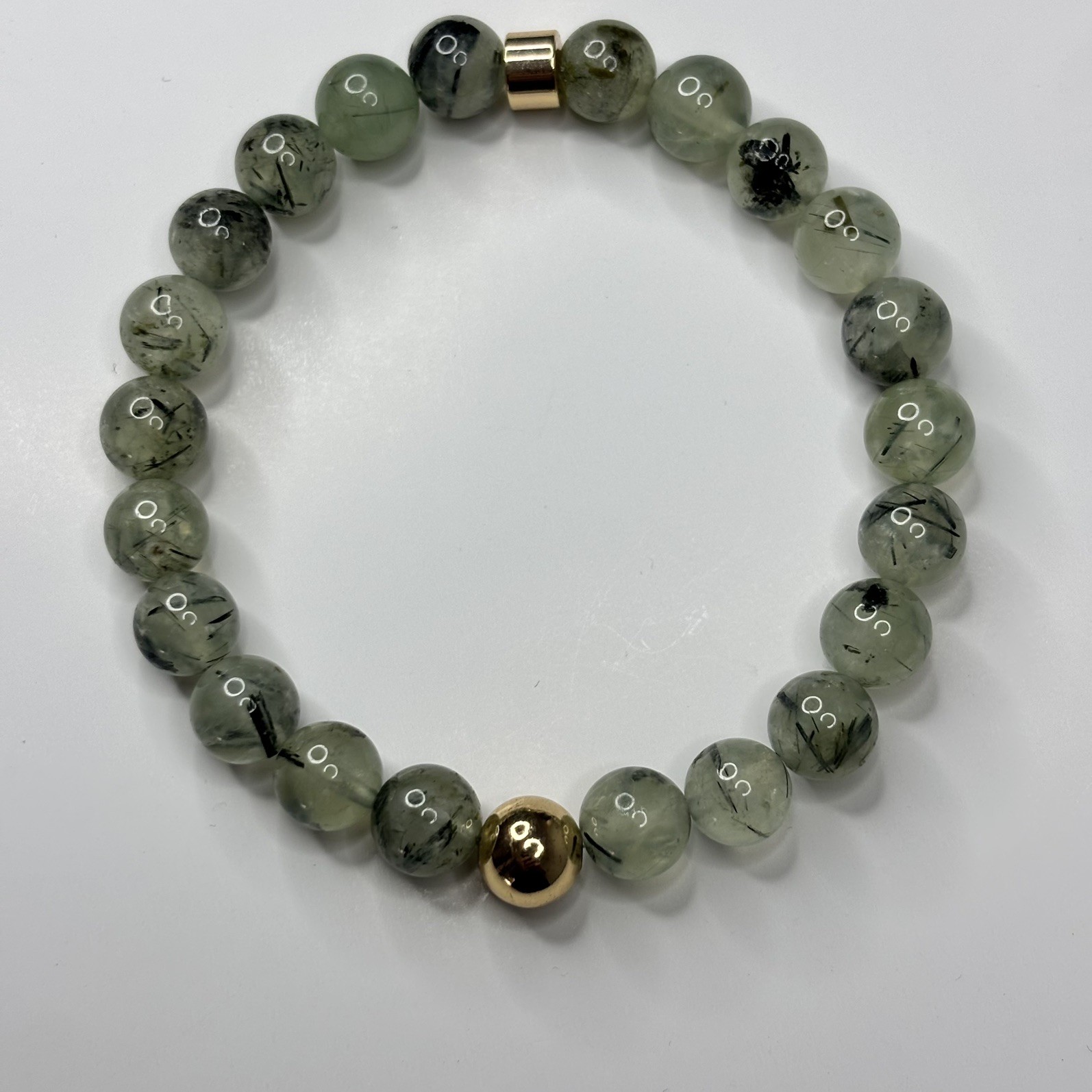 Natural Prehnite Gemstone Bracelet Handmade 8mm Beads Beaded Jewelry Gift Love